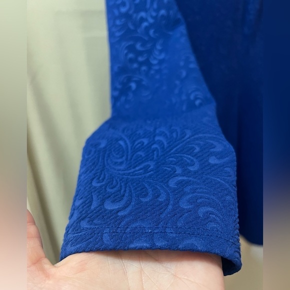 ⚫️ BOGO Jolie blue long sleeve flared embroidered style dress size medium - Picture 5 of 8